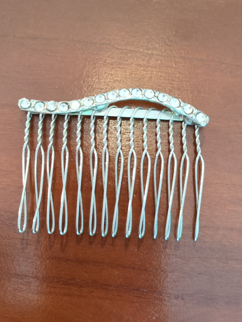 Silver Rhinestone Hair Comb Wave Small